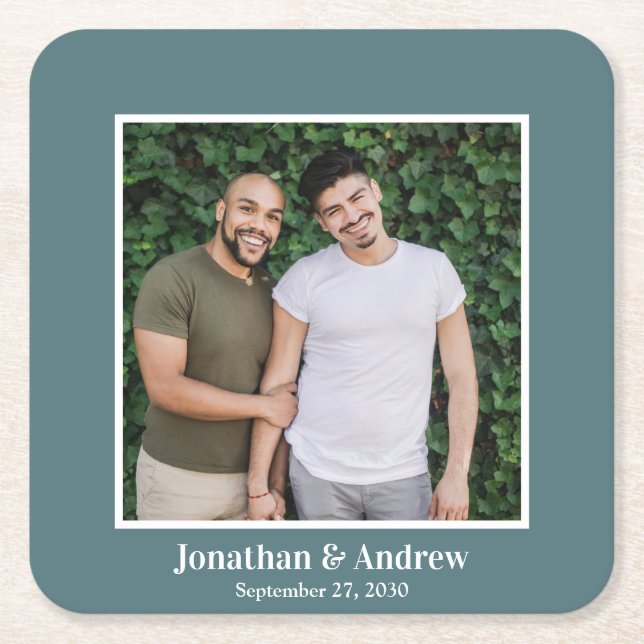 Foto LGBTQ Hochzeit Rechteckiger Pappuntersetzer (Vorderseite)