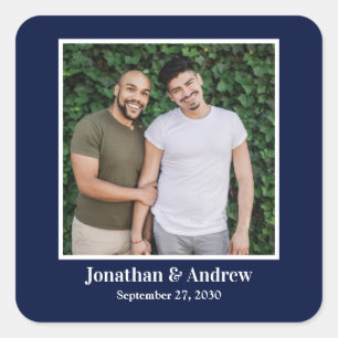 Foto-LGBTQ-Hochzeitsaufkleber Quadratischer Aufkleber