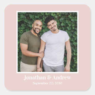 Foto-LGBTQ-Hochzeitsaufkleber Quadratischer Aufkleber
