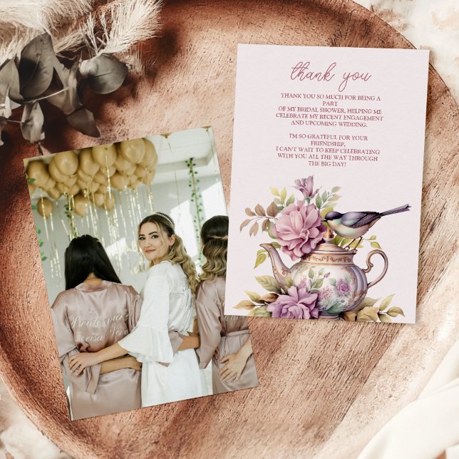 Foto Liebe ist Brewing Tee Party Brautparty Dankeskarte (Von Creator hochgeladen)