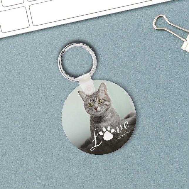 Foto Liebe Personalisiert Niedlich Schlüsselanhänger (Kitty Cat Photo Custom Keychain. )