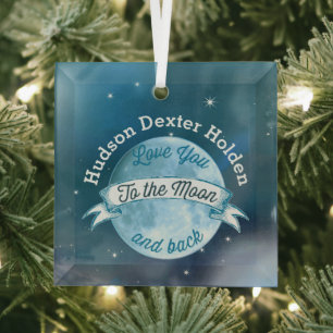Foto Liebe Sie zum Mond und zurück Ornament Aus Glas