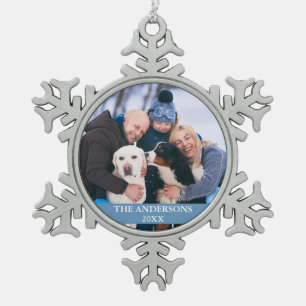 Foto Light Blue Schneeflocken Zinn-Ornament