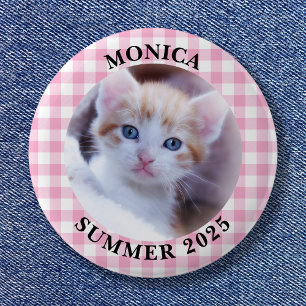 Foto Light Pink Buffalo Karo Border Button
