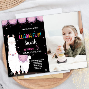 Foto Lila Llama Fun Llama Geburtstagseinladungen Einladung