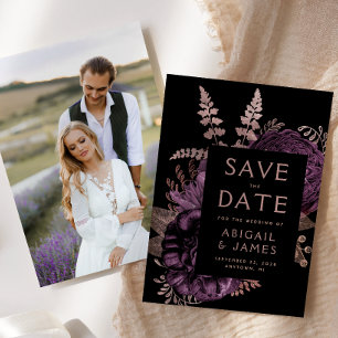 Foto Lila Rose Gold Save the Date Einladung