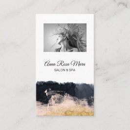 *~* Foto Logo Abstrakt Gold White Girly Chic Visitenkarte