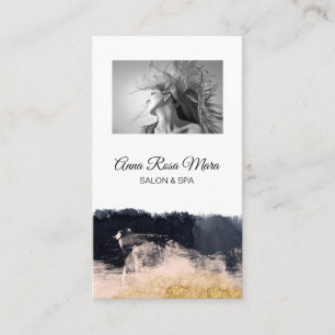 *~* Foto Logo Abstrakt Gold White Girly Chic Visitenkarte