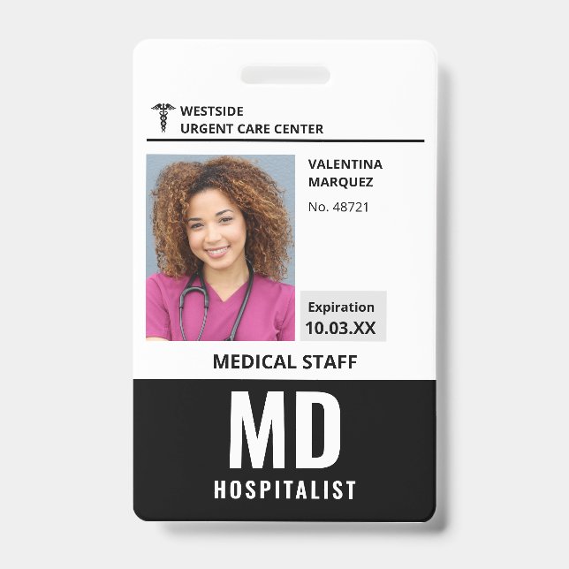 Foto-Logo-Abzeichen für Hospitalist-MD-ID Ausweis (Vorderseite)