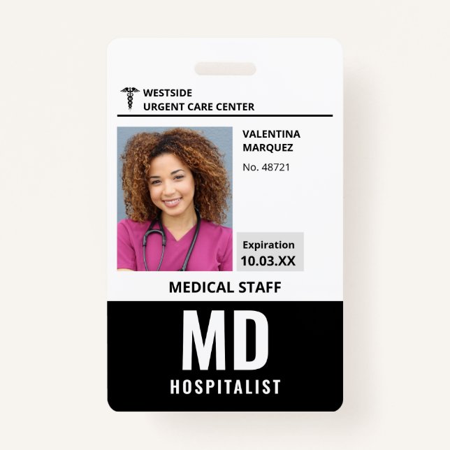 Foto-Logo-Abzeichen für Hospitalist-MD-ID Ausweis (Vorderseite)
