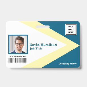 Foto-Logo-Barcode Blau Weiß Gelb Geometrisch Ausweis