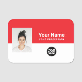 Foto, Logo, Beruf des Mitarbeiters Namensschild