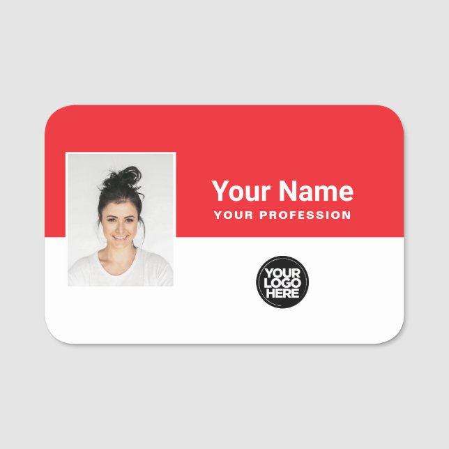 Foto, Logo, Beruf des Mitarbeiters Namensschild (Vorderseite)