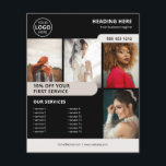 Foto Logo Business Marketing Black Flyer<br><div class="desc">Entdecken Sie unseren aufschlussreichen Business Flyer! Mit Platz für vier bezaubernde Fotos können Sie Ihre Produkte oder Dienstleistungen stilvoll präsentieren. Markieren Sie Ihre Sonderangebote mit fett gedrucktem Text, um sich zu überzeugen. Vergessen Sie nicht, eine umfassende Liste Ihrer Leistungen zu erstellen. Machen Sie sich bereit, Ihre Kunden zu beeindrucken und...</div>