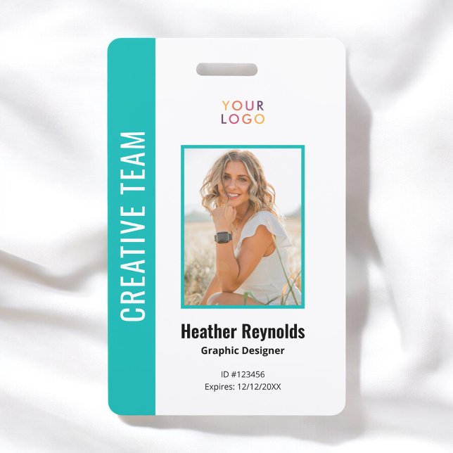 Foto-Logo des Mitarbeiters Türkisfarbenes Abzeiche Ausweis (Von Creator hochgeladen)