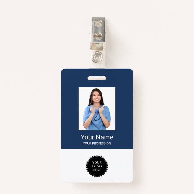 Foto-Logo für benutzerdefinierte MitarbeiterNameTa Ausweis (Vorderseite mit Klammer)