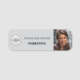 Foto-Logo für Mitarbeiter grau Namensschild