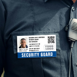 Foto-Logo QR Blau des Security Guard Namenschild