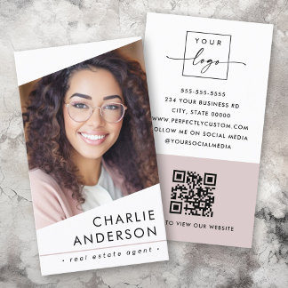 Foto Logo QR Code Moderne Rose taumeln Visitenkarte
