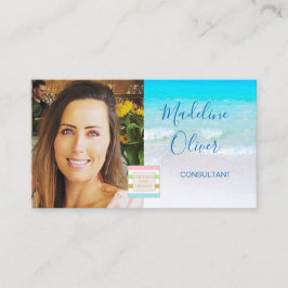 Foto Logo QR Code Ocean Beach Travel Blue Visitenkarte