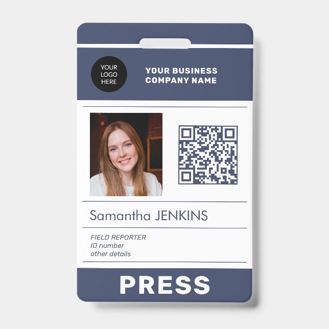 Foto-Logo QR-Code Presseausweis ID Ausweis (Vorderseite)