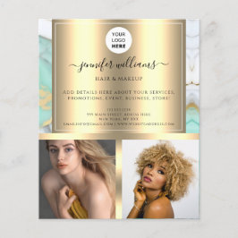 Foto-Logo QR-Code Werbung Gold Green Marble Flyer