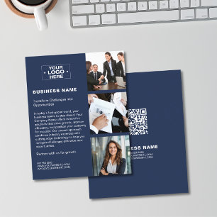 Foto Logo QR Modern Navyblau Unternehmensgeschäft Flyer