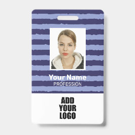 Foto-Logo und Strichcode-Abzeichen für blaue Strei Ausweis
