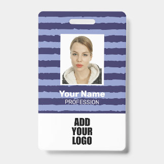 Foto-Logo und Strichcode-Abzeichen für blaue Strei Ausweis