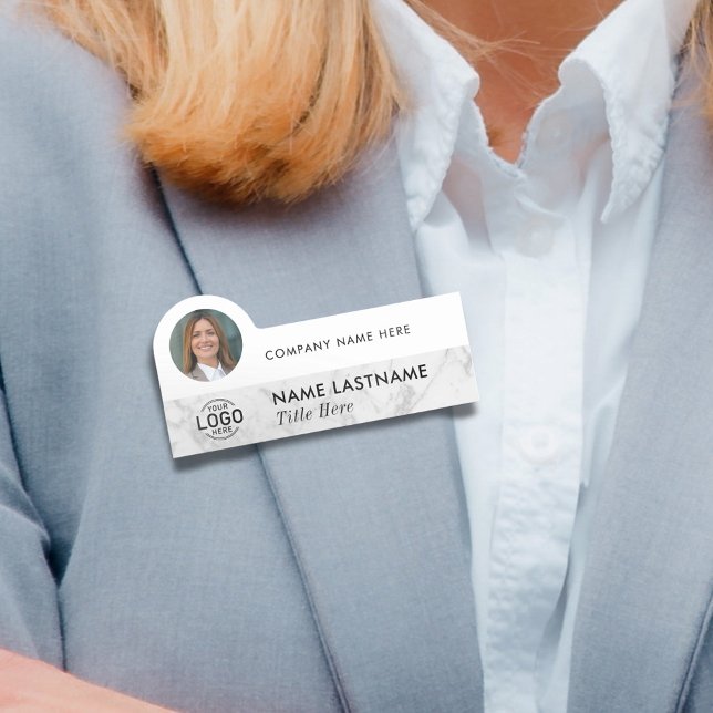 Foto-Logo Weißgraue Marmorplatte Berufliches Gesch Namensschild (Von Creator hochgeladen)