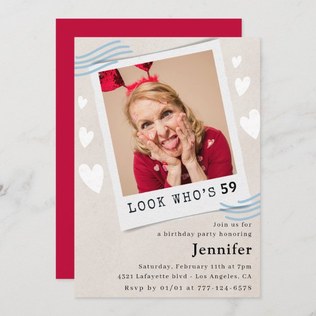 Foto Look, der 59. Geburtstag Einladung (Vorne/Hinten)