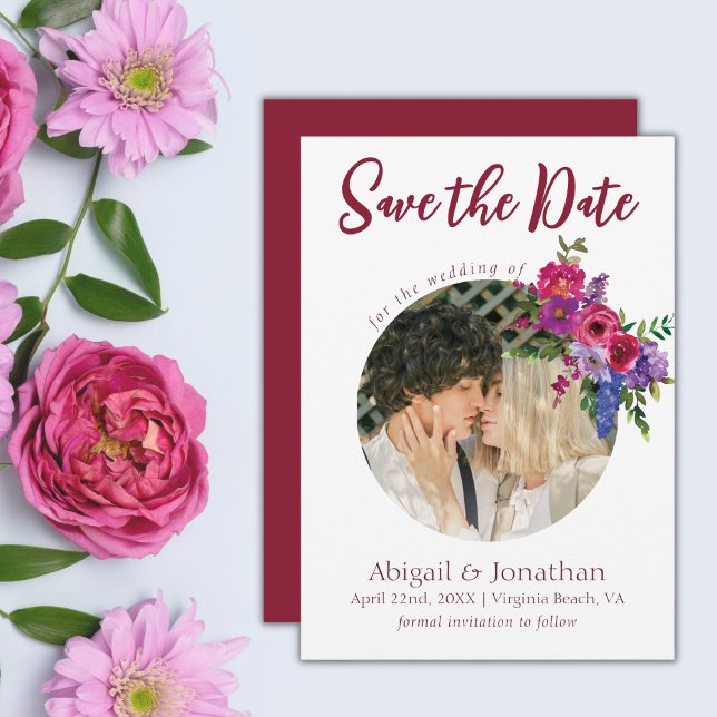 Foto Magenta und Purple Flowers Blumenzehen Save The Date (Von Creator hochgeladen)