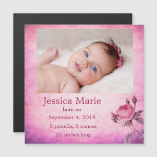 Foto Magnet Baby Birth Ankündigung Baby Girl