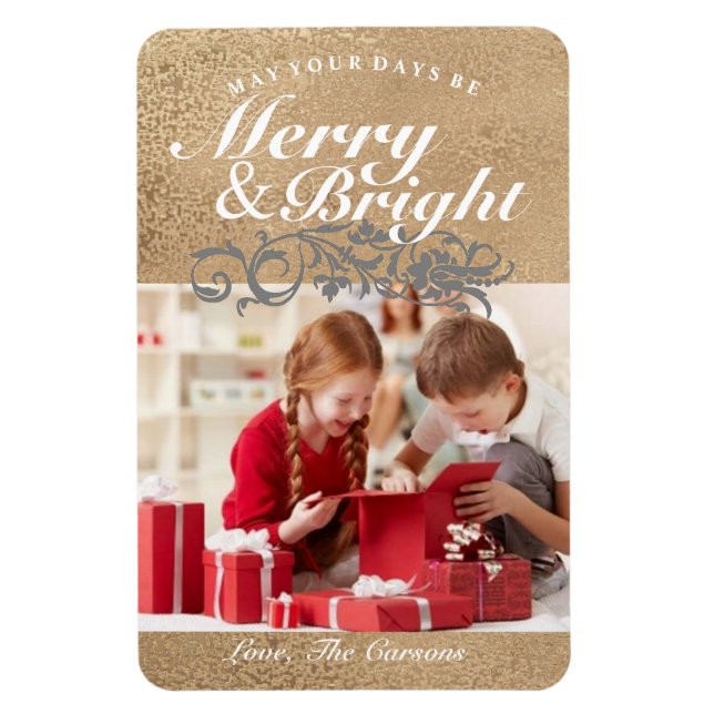 Foto Magnet - Merry & Bright Gold (Vertikal)