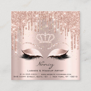 Foto Makeup Artist Eyelashes Brow Rose Gold Quadratische Visitenkarte
