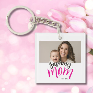 Foto Mama Gegründet Kind Name Benutzerdefiniertes Schlüsselanhänger