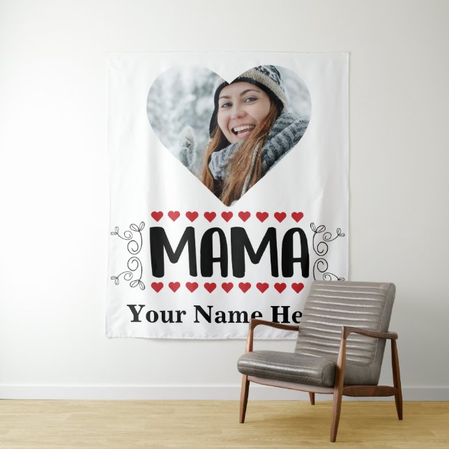 Foto Mama Liebe Herz Wandteppich (Beispiel)