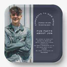 Foto Männliche Glückwunsch Grad 2025 Party Navy Fu Pappteller