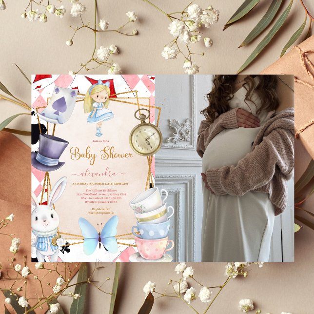 Foto Märchendusche Alice im Wunderland Babydusche Einladung (Von Creator hochgeladen)