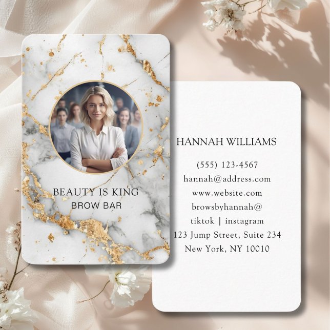 Foto, Marmor, Weißgold, Salon Visitenkarte ( Photo, Marble, White-Gold, Salon Business Card)