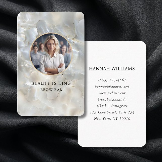 Foto, Marmor, Weißsilber, Salon Visitenkarte (Photo, Marble, White-Silver, Salon Business Card)