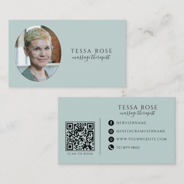 Foto-Massagetherapeut QR-Code  Visitenkarte (Vorne/Hinten)