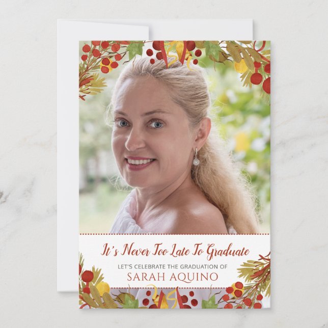 Foto Mature Woman Graduation Party Einladung (Vorderseite)