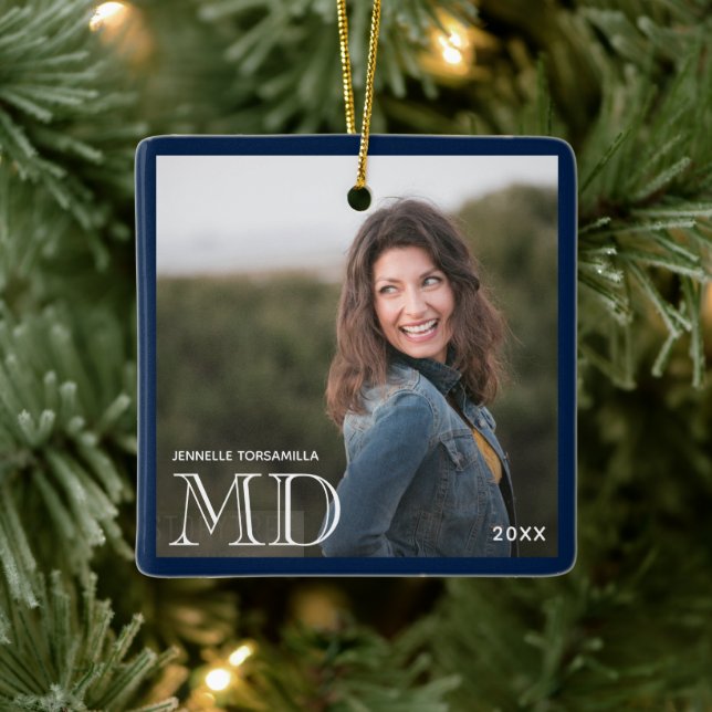Foto MD Degree Name Blue Abschluss Keramikornament (Baum)