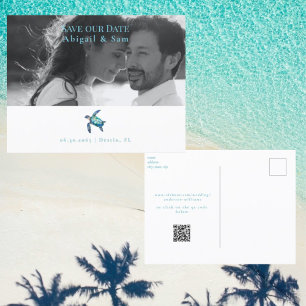 Foto Meeresschildkröte Strandhochzeit Save the Dat Postkarte