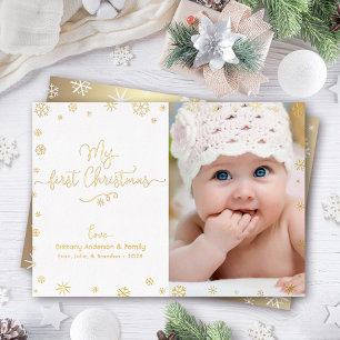Foto Mein erstes Weihnachtsbaby Schneeflocken Echt Folien Feiertagskarte