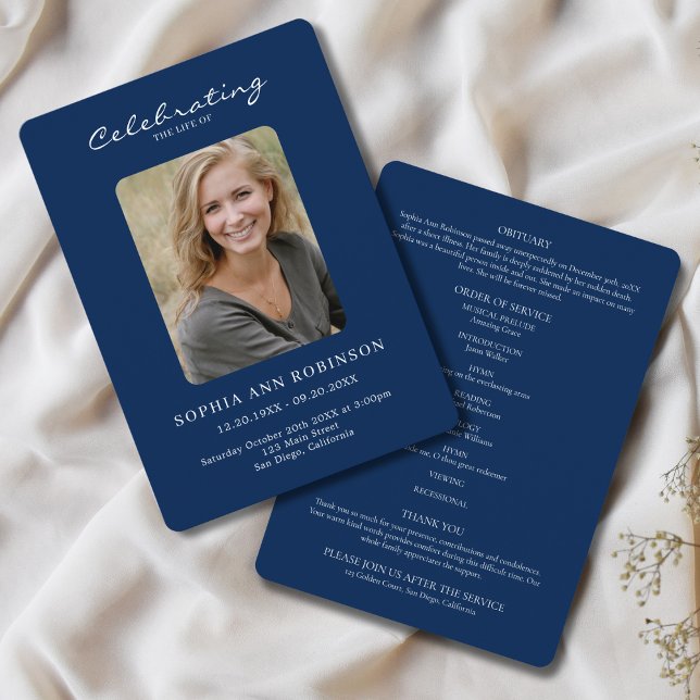 Foto Memorial Blue White Order of Service Programm (Von Creator hochgeladen)