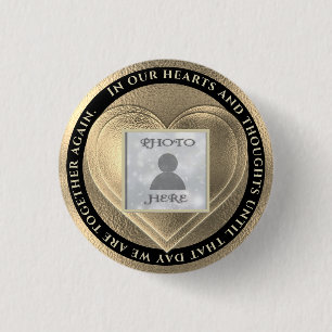 Foto Memorial Gold Heart Keychain Button