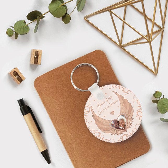 Foto Memorial Pink Angel Wings & Custom Message Schlüsselanhänger (Von Creator hochgeladen)