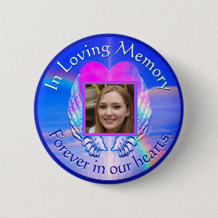 Foto Memorial Rainbow Heart Button
